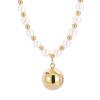 Sentido del Diseño Nicho Hueco Acero Titanio Bola Grande con Cuentas Estilo Frío Estilo Francés Elegante Estilo Hong Kong Collar de Perlas Elástico