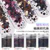 Nail art glitter lantejoulas glitter pó gradiente conjunto azul roxo 123mm misto esmalte joias material gota de cola
