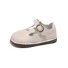 Zapatos de piel para niña 2025 primavera y otoño nuevos versión coreana para niños zapatos planos de princesa para niños medianos y grandes velcro antideslizantes zapatos de una sola suela