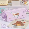 Nuevo estuche de lápices lindo estilo coreano de nicho ins con bordado de tres osos, gran capacidad, bolsa de almacenamiento de papelería de alta estética