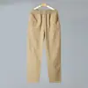 Pantalones de sarga de algodón lavada para mujer, corte slim, para primavera y otoño, pantalones casuales para mediana edad, pantalones rectos elásticos de cintura alta, pantalones largos, pantalones mom