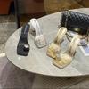 Chanclas de Tacón Alto con Tira de Dedo para Gato Moda Europea y Americana Chanclas de Verano Transparentes Finas Estilo Nuevo de una Sola Tira Frescas de Moda Pedrería