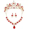 Juego de joyería nupcial europeo y americano, juego de tres piezas, accesorio para el cabello, collar, pendientes, corona de princesa, accesorios para vestido de fiesta de bodas