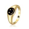 Anillo con personalidad de Europa y Estados Unidos, anillo con cara sonriente de flor simple, accesorios de anillo de color lindo de moda