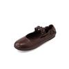 Zapatos Mary Jane Planos de Mujer Redondos de Piel de Cordero Retro Franceses Suaves de Boca Baja Nuevos Plegados con Suela de Ballet
