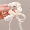 Scrunchie de Renda Estilo Coreano para Mulheres 2026 Novo Estilo Elástico de Cabelo Estilo Preguiçoso Corda de Cabelo Grande Acessório para Coque Flor de Cabelo