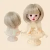 Peluca para Muñeca BJD 346 Puntos Flequillo de Seda Suave Cabello Corto Liso Bob Estilo Bebé Disfraz Cabeza Falsa