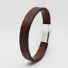 Pulseira de Couro de Vaca Simples Versátil Nova Europeia e Americana com Espaço Pulseira de Couro Criativa Retrô Pulseira com Fecho Magnético Joias da Moda