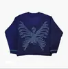 Suéter de punto jacquard bidimensional holgado de cuello redondo para hombre y mujer, tendencia otoñal e invernal transfronteriza de Harajuku, subcultura, manga larga, venta al por mayor