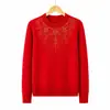 Nueva Colección Primavera y Otoño: Tejidos para Mujer de Mediana Edad y Mayores, Suéter Pulóver de Cuello Redondo, Color Sólido, Top de Punto Fino