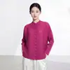 Jaqueta de Estilo Nacional Novo Estilo Chinês para Mulheres, Temporada de Primavera, Sensação de Alto Padrão, Gola Alta, Abotoada, Caimento Solto, Emagrecedora, Manga Longa, Roupa de Exterior Inspirada em Issey Miyake