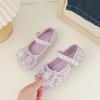 Sapatos de Princesa para Meninas 2026 Primavera Novo Estilo Sola Macia Estilo Coreano Sola Plana Sapatos de Cristal para Crianças Sapatilhas de Sola Macia para Meninas Pequenas