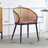 Silla de Comedor con Reposabrazos para Hogar, Restaurante, Cafetería, Silla de Ratán Hecha a Medida para Bar, Casa de Huéspedes, Tejido de Ratán con Hierro Forjado