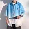 Camisa de Manga Corta para Hombre Verano Delgada Seda de Hielo Holgada Camisa de Media Manga No Planchar Antiarrugas Chaqueta para Pareja Joven