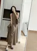 Conjunto de Vestido Tricotado Sem Mangas Feminino 2026 Outono Inverno Roupas Femininas Gola V Solta Tricô Conjunto de Duas Peças