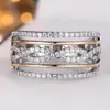 Anillo Ancho Trenzado Hueco Bicolor Dorado y Plateado Rongxing Transfronterizo para Mujer, Elegante Anillo para Cena Formal