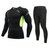 Leggings térmicas de inverno para fitness e esportes, camada de base masculina de alta elasticidade com forro de fleece para corrida e basquete, conjunto de roupa íntima para treinamento e modelagem corporal