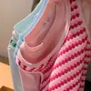 Chal de punto para niña con camiseta de manga larga, Top de retazos en colores caramelo para primavera y otoño, Elegante base de imitación de dos piezas para bebé