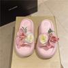 Exquisitas Pantuflas Tridimensionales de Flores Artificiales de Suela Gruesa para Hogar de Mujer Baño Antideslizantes Eva Suela Gruesa Aumentantes