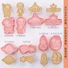 Juego de cortadores de galletas, diseño de dibujos animados, para uso doméstico, incluye moldes de repujado 3D para hacer galletas, fondant y otros productos horneados