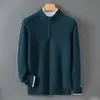 Nuevo Suéter de Punto Grueso Cálido de Lana 100% Color Liso con Cremallera y Cuello Medio Alto para Hombre Otoño/Invierno 2026 Ropa de Punto