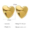 Brincos Elegantes de Estilo Minimalista da Moda com Design de Coração Tridimensional Banhado a Ouro 18K Brincos Banhados a Ouro Versáteis para Mulheres