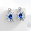 Europa y Estados Unidos nuevo tres piezas color tesoro copo de nieve azul gema transfronteriza venta caliente lujo lleno diamante collar anillo pendiente mujeres
