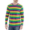 Sudaderas a Rayas de Contraste de Color Clásico 2025 para Hombre Manga Larga Impresión 3D Color Diario Casual Cuello Redondo Camisa