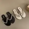 Chanclas plateadas estilo francés con pedrería para mujer, nuevo modelo de verano 2026, adecuadas para combinar con faldas en la playa, sandalias de playa de moda estilo hada