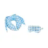 Almohada Popular Coreana en Forma de U, Alternativa Asequible a Marcas Reconocidas, Set de Protección para el Cuello con Máscara de Ojos de Espuma Viscoelástica con Cuadros Azules, Set en Caja de Regalo
