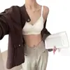 Sutiã rendado sem costura estilo francês com laço, sutiã de renda feminino com decote V, suporte macio e efeito push-up, versátil e adequado para o uso diário, modelo 151