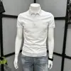 Camisa polo bordada cor damasco cruzada masculina manga curta camiseta verão 2026 nova casual meia manga marca tendência slim fit