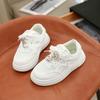 Tênis Esportivos de Malha Infantil 2025 Primavera & Outono Novo Estilo Desenho Animado Malha Tênis Respiráveis para Meninos e Meninas, Sapatos Brancos, Sapatos Casuais