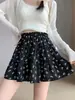 Falda de Pastel con Estampado de Lazo Dulce para Mujer, Estilo Coreano de Verano, Rejuvenecedora, Versátil, de Cintura Alta, Adelgazante, Falda Acampanada con Patchwork