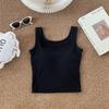 Novo estilo Pure Desire estilo colete de ombro largo para mulheres com almofada no peito, push-up, anti-caminhada, cobertura leve para os seios, roupa externa combinando, top tubinho no peito