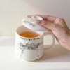 Taza de Oficina de Porcelana Blanca Moji con Tinta Pintada a Mano de Bambú con Tapa Taza de Té de Cerámica Taza de Agua Personal para Oficina y Hogar