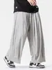 Nuevos pantalones cargo casuales de pierna ancha, corte holgado, estilo perezoso para hombre, talla grande, pantalones largos de paracaidista para verano, pantalones harén, morado