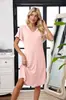 Foto Real de Novo Vestido Solto Modal Europeu e Americano Transfronteiriço, Vestido Fresco de Manga Curta com Laço Grande, Camisola Feminina
