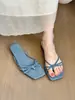 ¡Primer encuentro con Ji Shengxia Fendla! Sandalias planas de dedo cuadradas para mujer, verano 2026, chanclas de vacaciones