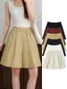Shorts de algodón blancos de pierna ancha para mujer, de verano, elásticos, de cintura alta, versátiles, holgados, adelgazantes, estilo A, hasta la rodilla