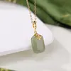 Colgante Simple Cuadrado de Cobre con Colgante de Ciervo Plateado Plata de Ley S925 Chapado en Oro Separación de Color Jade Hotan Saphiro Marca