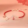 Pulseira Linglong Koi Feminina Novo Estilo Chinês High-end Moda Nacional Versátil Temperamento Corda Vermelha Trançada à Mão Corda de Mão