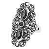 Clásico literario europeo y americano chapado en rubí plata tibetana anillo con tallado simétrico redondo de serpiente explosiones de Amazon A3037