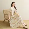 Vestido de Verano 2026 para Mamá de Algodón Floral para Mujer de Manga Corta Versátil Adelgazante Bohemio de Rayón Vestido de Playa