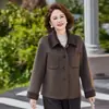 Abrigo de Lana de Otoño Moda Estilo Corto Ropa para Mujeres de Mediana Edad 2026 Nuevo Estilo Cárdigan Petite Abrigo Elegante Holgado