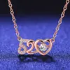Rápido mano TikTok en línea Rojo Vivo suministro collar de plata ocho corazones y ocho flechas alta imitación color D moissanita Trébol colgante femenino