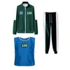 Ropa Deportiva para Niños Otoño Cuello Alto Cremallera Sudadera Verde Oscuro Conjunto de Tres Piezas X-O Chaleco Nuevo