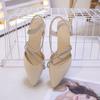 Sandalias de Tiras Baotou para Mujer 2024 Verano Nuevo Estilo Tacón Grueso Tacón Medio Diamantes de Imitación Suave Hada Versátil Sandalias de Falda
