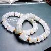 Pulseira de Jade Esmeralda Natural de Tianshan Feminina Masculina Jade de Seda Dourada de Xinjiang Jade Branco Jade Verde Esmeralda Pulseira de Contas