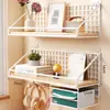 Prateleira de parede sem furos, perfeita para quartos de estudantes, armazenamento de cabeceira e organização de dormitórios; cesta de parede, prateleira de armazenamento para quarto